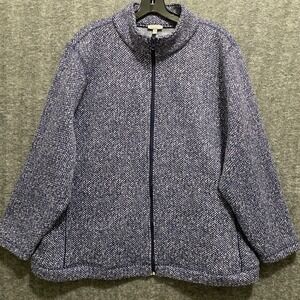 T by Talbots Full Zip Fleece Jacket Womens 3X Petite Blue Soft Cozy Pockets 3XP